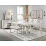 Robbinsdale - Antique White - 7 Pc. - Rectangular Dining Room Extension Table, 4 Upholstered Side Chairs, Bench, Server