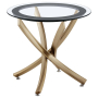 Brooke - Round Glass Top Side End Table Metal Base - Brass - Gold, 23.5"