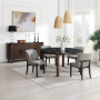 Estella - Server With Marble Top - Black Natural Marble Top & Walnut - Dark Brown