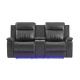 U8879 - Power Console Reclining Loveseat With LED, Global Surround System & Audio Subwoofer - Charcoal - Dark Gray