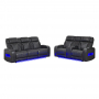 U8611 - Power Reclining Sofa With Power Headrest And LED / Power Console Reclining Loveseat With Power Headrest, LED And Speaker - Charcoal - Black