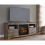 Trinell - Brown - 63" TV Stand With Glass/Stone Fireplace Insert