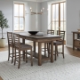 Brook Bay - 5 Piece Gathering Trestle Table Set - Sandstone - Dark Brown