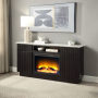 Jaramillo - Server With Fireplace - Engineered Marble & Rustic Espresso - Dark Brown