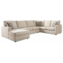 Edenfield Left Arm Facing Corner Chaise 3 Pc Sectional Linen, 136"