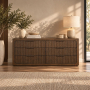 Leanna - Dresser With Wood Top - Brown Oak - Dark Brown, 71" Wide