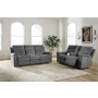 Barnsana - Gravel - 2 Pc. - Power Reclining Sofa, Power Reclining Loveseat