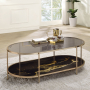 Fiorella - Coffee Table - Black Marble Print Champagne, 50"