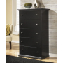 Maribel - Black - Five Drawer Chest, 53.94" Tall