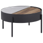Ozella - Round Coffee Table With Hidden Storage Sandy, 33.5"