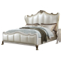 Dresden II - California King Bed - Pearl White PU & Gold Patina