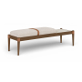 Nara - Linen Textured Fabric Upholstered Bench - Beige / Painted Brown Walnut