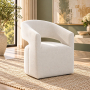 Libni - Arm Chair With Casters - Cream Linen - Beige
