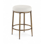 Ferro - Linen Textured Performance Fabric Upholstered Backless Counter Stool - Cream / Brushed - White