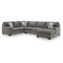 Clarington 3-Piece Sectional With RAF Chaise And LAF Sofa Greystone, 143.5"