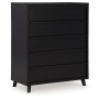 Danziar - Black - Five Drawer Wide Chest, 49.41" Tall