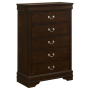 Louis Philippe - 5-Drawer Bedroom Chest - Cappuccino, 48.5" Tall