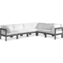 Nizuc - Outdoor Patio 6 Piece Modular Sectional With Gray Frame, 120"