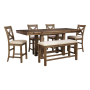 Moriville - Dark Gray - 6 Pc. - Counter Extension Table, 4 Barstools, Bench