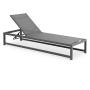 Maldives - Mesh Water Resistant Outdoor Patio Adjustable Sun Chaise Lounge Chair With White Base - Cream