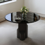Kinton - Round Dining Table With Natural Marble Top - Black, 47"