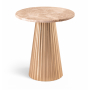 Cindra - Genuine Marble Top And Iron Base End / Side Table - Beige, 18"