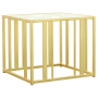Adri - Rectangular Glass Top Side End Table - Matte Brass - Gold, 26"