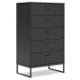 Socalle - Black - Five Drawer Chest, 50.67" Tall