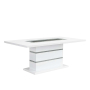 Elizaveta - Dining Table - Gray Velvet, Faux Crystal Diamonds &White High Gloss Finish, 79"