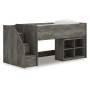 Frandern Twin Loft Bed With Bookcase Storage Gray
