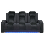 U8000 - Power Reclining Sofa With Power Headrest, Dropdown Table With Wood Trim & Reading Light & LED Light - Black, 83"