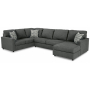Edenfield Right Arm Facing Corner Chaise 3 Pc Sectional Charcoal, 88"