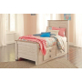 Willowton - Whitewash - Twin Panel Bed with 2 Storage Drawers