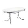 Retro - Oval Wood Top Dining Table - White And Chrome, 60"