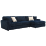 Breton - Sectional Sofa With 4 Pillows - Blue Corduroy, 123"