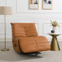 Talmon - Recliner With Swivel - Orange Synthetic Leather - Orange