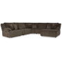 Top Tier - Chocolate - 6-Piece Reclining Sectional With Raf Press Back Chaise, 147"