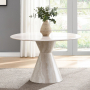 Ogin - Round Dining Table - Marble Print & Natural - Beige