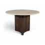 Pietra - 48" Travertine And Mango Wood Dining Table - Brown / - Dark Brown, 48"