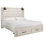 Cambeck Panel Bed With 2 Storage Drawers Whitewash