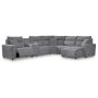 CozyMax II - Salt And Pepper - 6-Piece Power Reclining Sectional With RAF Press Back Power Chaise, 143"
