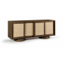 Windsor - Solid Wood And Brown Cane Sideboard / Buffet With Cylindrical Legs - Brown - Dark Brown