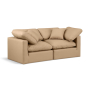 Indulge - Faux Leather 2 Seat Modular Sofa - Tan, 70"