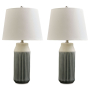 Afener - Blue / Beige - Ceramic Table Lamp (Set of 2)