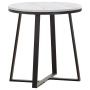Hugo - Round Faux Marble End Table - White And Matte, 23"