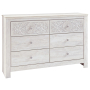 Paxberry - Whitewash - Six Drawer Dresser - Medallion Drawer Pulls, 61.26" Wide