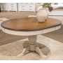 Wirloni Oval Dining Room Butterfly Extension Table Antique White / Brown, 57.72"