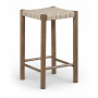 Entwine - Vegan Leather Upholstered Backless Counter Stool - Beige / Painted Brown