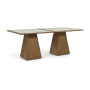 Atrium - 78" Glass Top And Wood Base Dining Table - Brown - Dark Brown, 78"