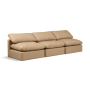Indulge - Faux Leather 3 Seat Modular Armless Sofa - Tan, 105"